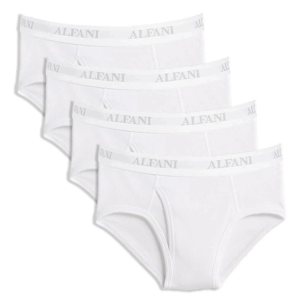 Alfani Men's 4 Pack Cotton Briefs Underwear Classic TAGLESS WICKING White XL $40